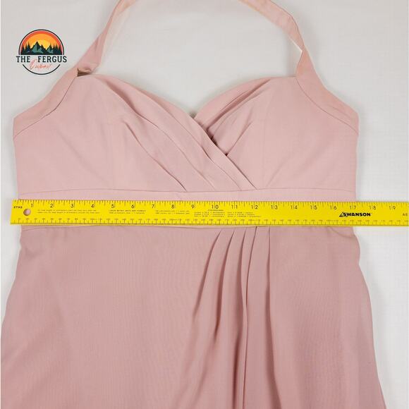 CHIFFON ALFRED ANGELO LOVES FIRST BLUSH Halter Neckline Sweetheart Dress Size 14 - Picture 5 of 16